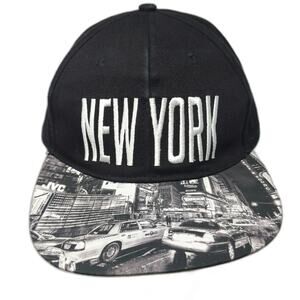 Blackjack Snapback Hat Black OSFM New York Times Square Photo Print Embroidered